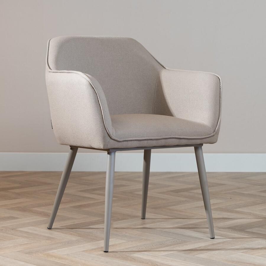 Bronx71 Scandinavische eetkamerstoel Elin taupe gerecyclede stof stoel - Foto 2