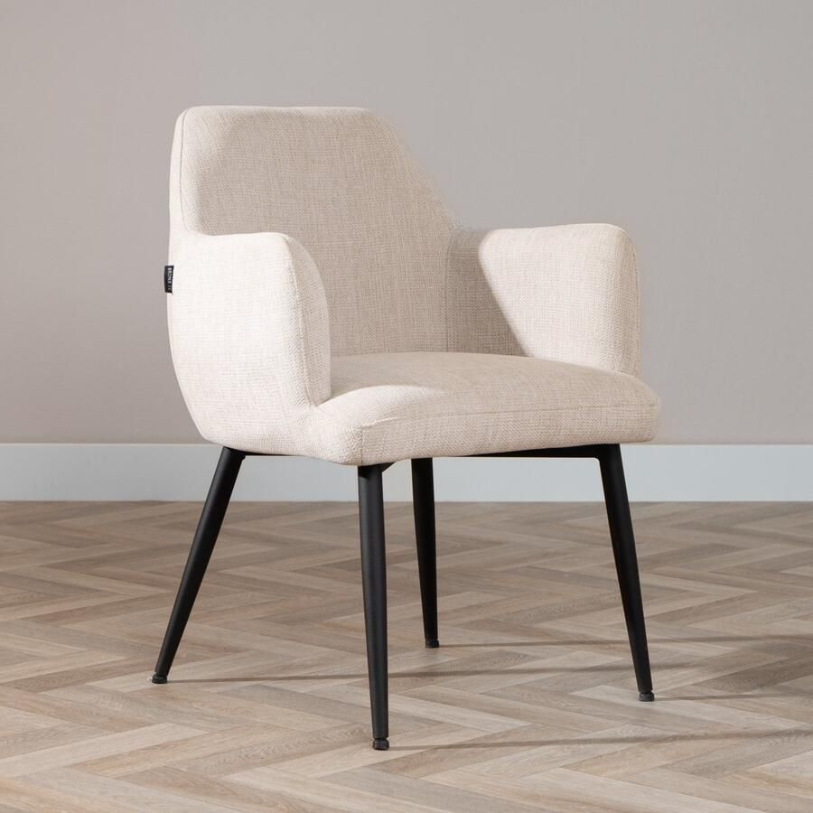 Bronx71 Scandinavische eetkamerstoel Lars beige gerecyclede stof stoel - Foto 3