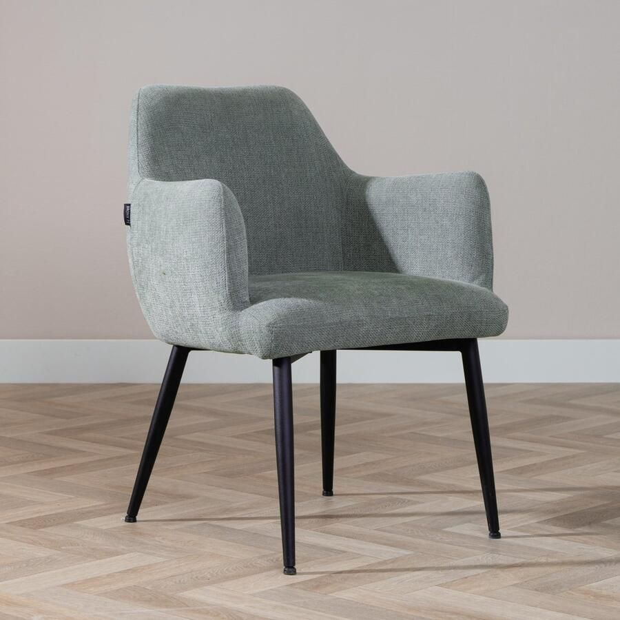 Bronx71 Scandinavische eetkamerstoel Lars groen gerecyclede stof stoel - Foto 3