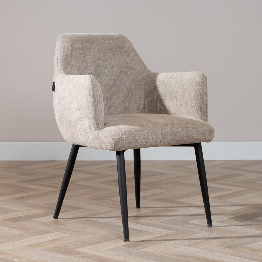 Bronx71 Scandinavische eetkamerstoel Lars taupe gerecyclede stof stoel - Foto 3