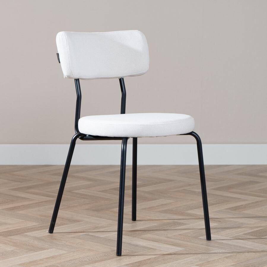 Bronx71 Scandinavische eetkamerstoel Lyon off white gerecyclede stof stapelbaar stoel - Foto 2