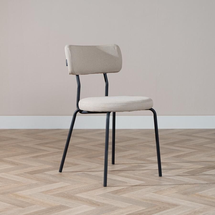 Bronx71 Scandinavische eetkamerstoel Lyon taupe gerecyclede stof stapelbaar stoel - Foto 3