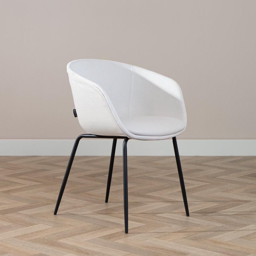Bronx71 Scandinavische eetkamerstoel Ole off white gerecyclede stof stoel - Foto 2