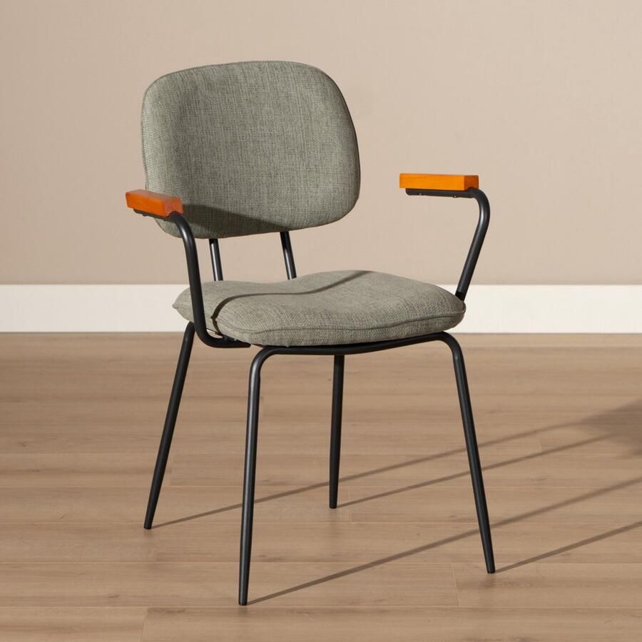 Bronx71 Scandinavische eetkamerstoel Oskar groen gerecyclede stof stoel - Foto 2