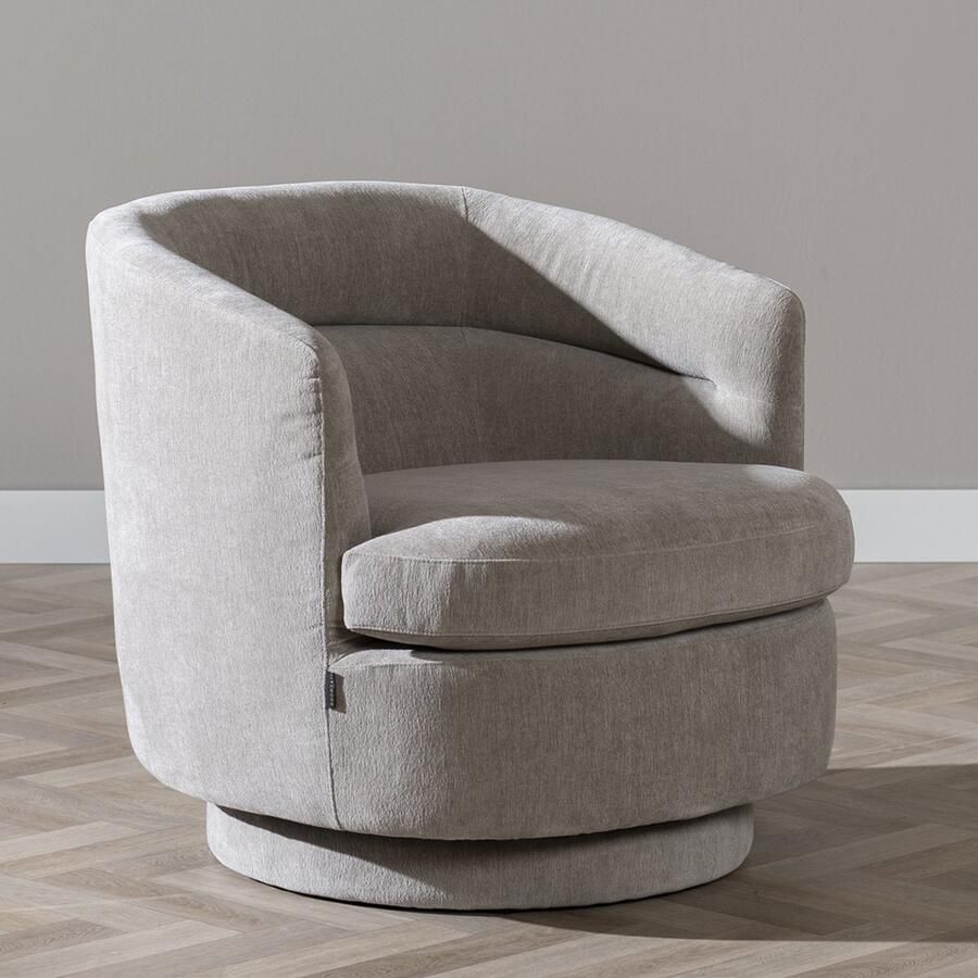 Bronx71 Scandinavische fauteuil Valerie draaibaar chenille taupe. - Foto 2