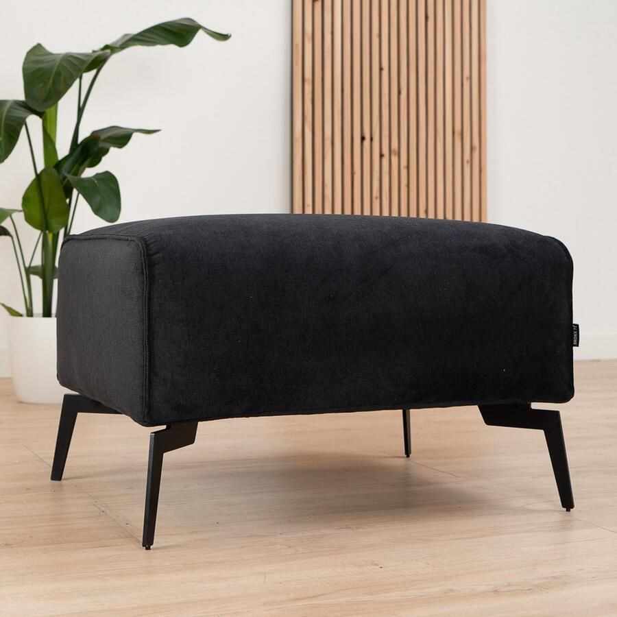 Bronx71 Scandinavische hocker Vegas zwart stof gemêleerd.