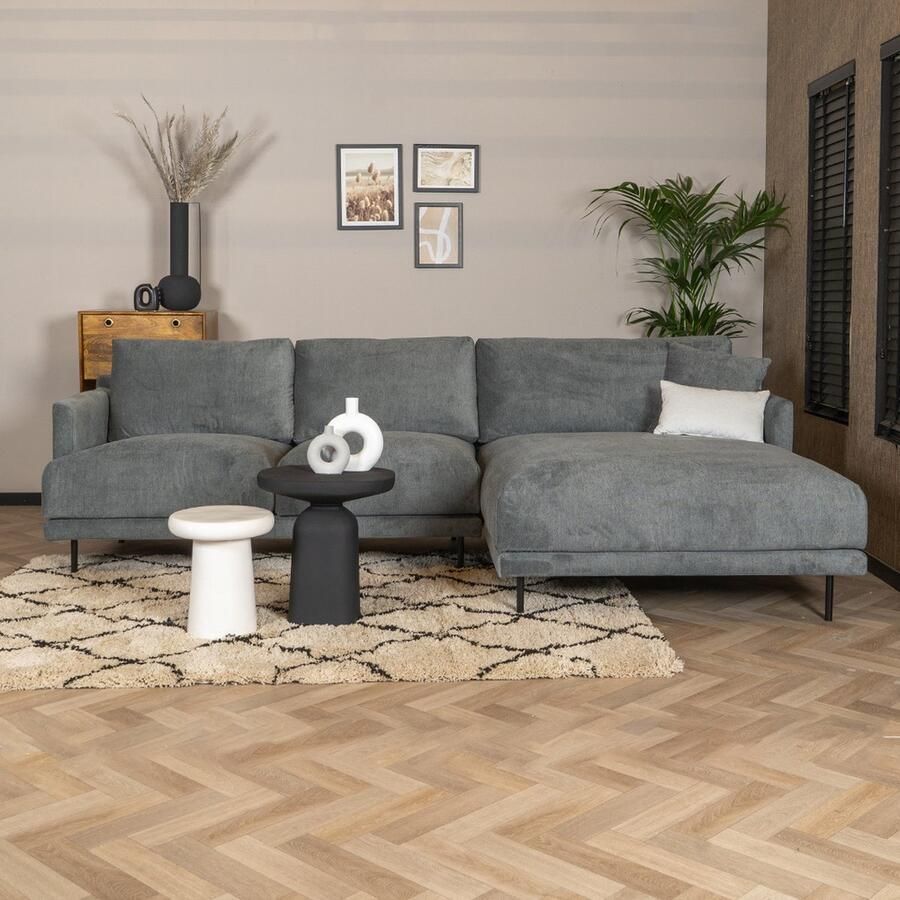 Bronx71 Scandinavische hoekbank Denver antraciet stof gemêleerd rechts.