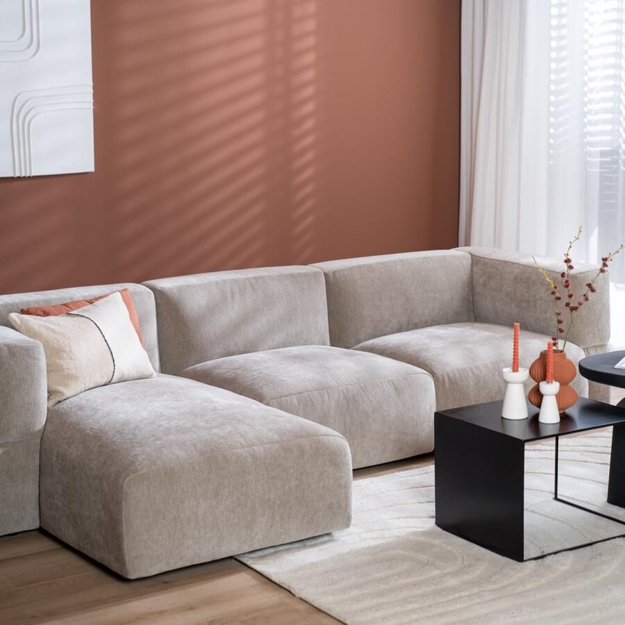 Bronx71 Scandinavische hoekbank Karla taupe links 3-zits.