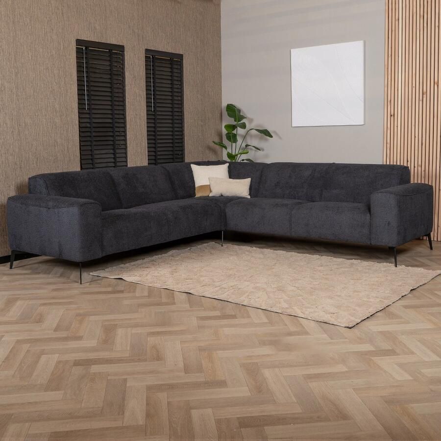 Bronx71 Scandinavische hoekbank Vegas bouclé zwart links rechts