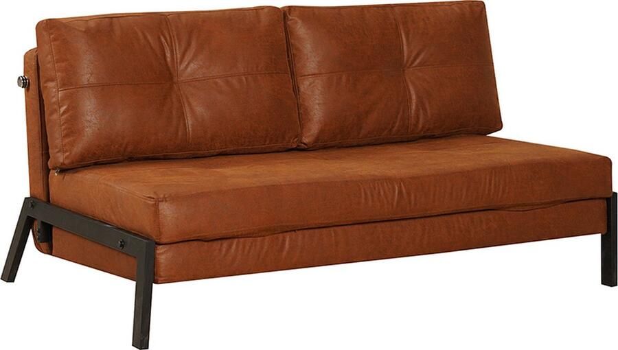 Bronx71 Slaapbank 2 persoons Mikko cognac eco-leer Logeerbed Vouwbed Slaapstoel Zetelbed - Foto 2