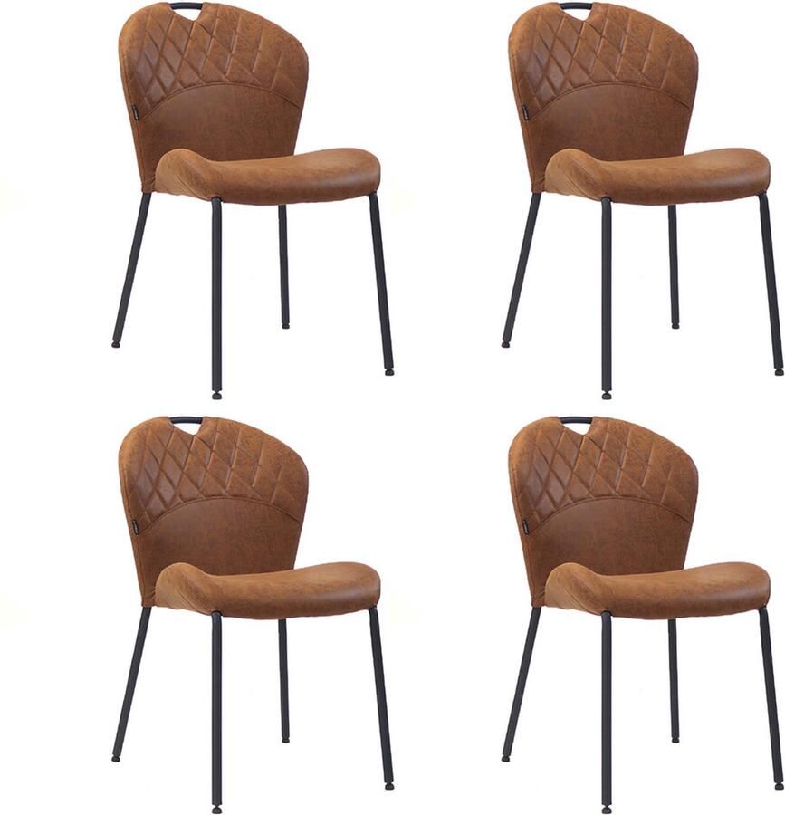 Bronx71 Stapelbare eetkamerstoel Fay eco-leer cognac Eetkamerstoelen set van 4 stoel