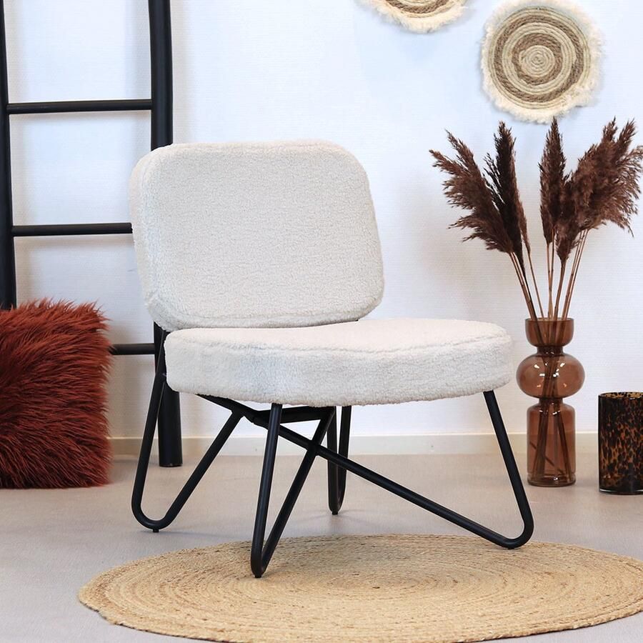 Bronx71 Teddy fauteuil Julia wit Zetel 1 persoons Relaxstoel Kleine fauteuil wit - Foto 2