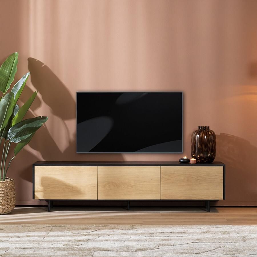 Bronx71 Tv-meubel Thomas zwart blank eiken 180 cm