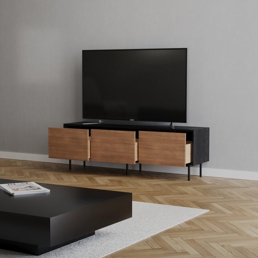 Bronx71 Tv-meubel Thomas zwart rustiek eiken 150 cm - Foto 2