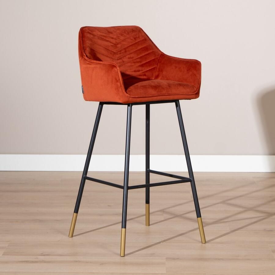 Bronx71 Velvet barkruk Fiona koper 65-78 cm barstoel - Foto 2