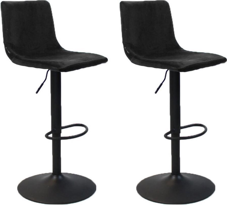 Bronx71 Velvet barkruk Frenkie zwart 59-76 cm Barkrukken set van 2 barstoel