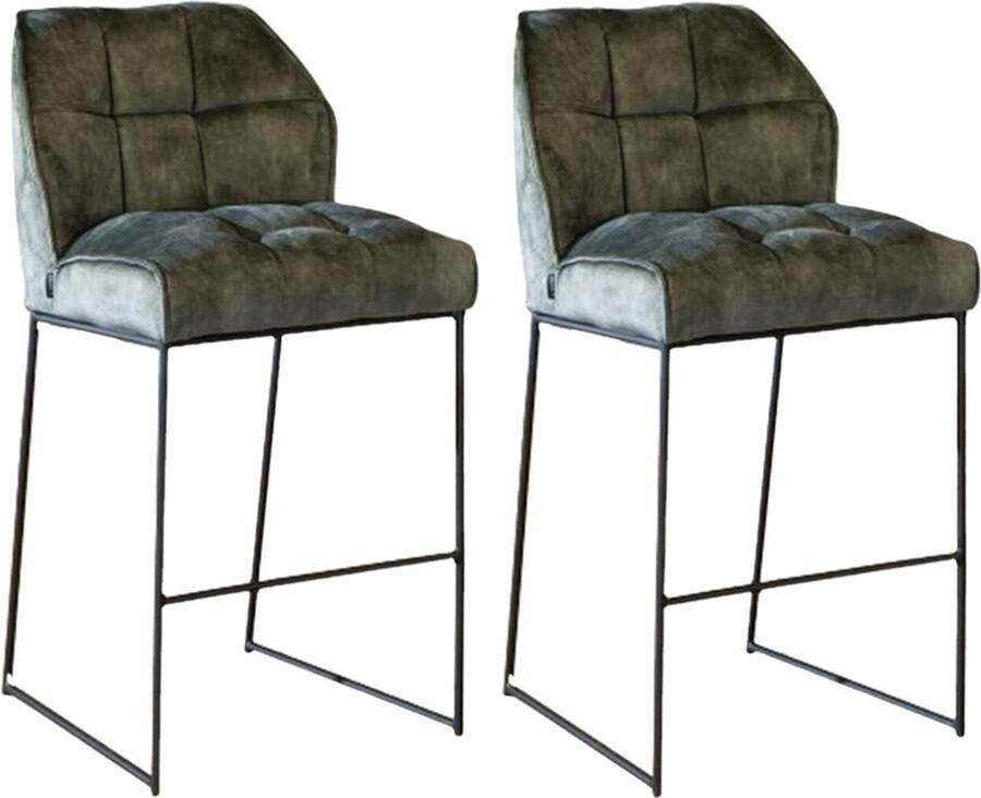 Bronx71 Velvet barkruk Janna groen 82 cm Barkrukken set van 2 barstoel