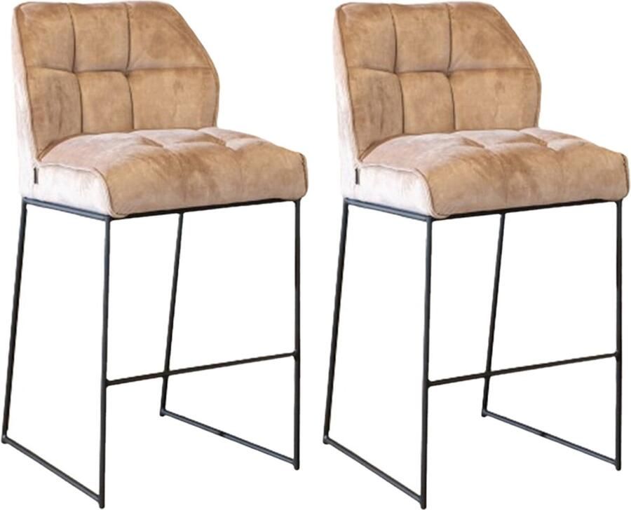 Bronx71 Velvet barkruk Janna taupe 82 cm Barkrukken set van 2 barstoel