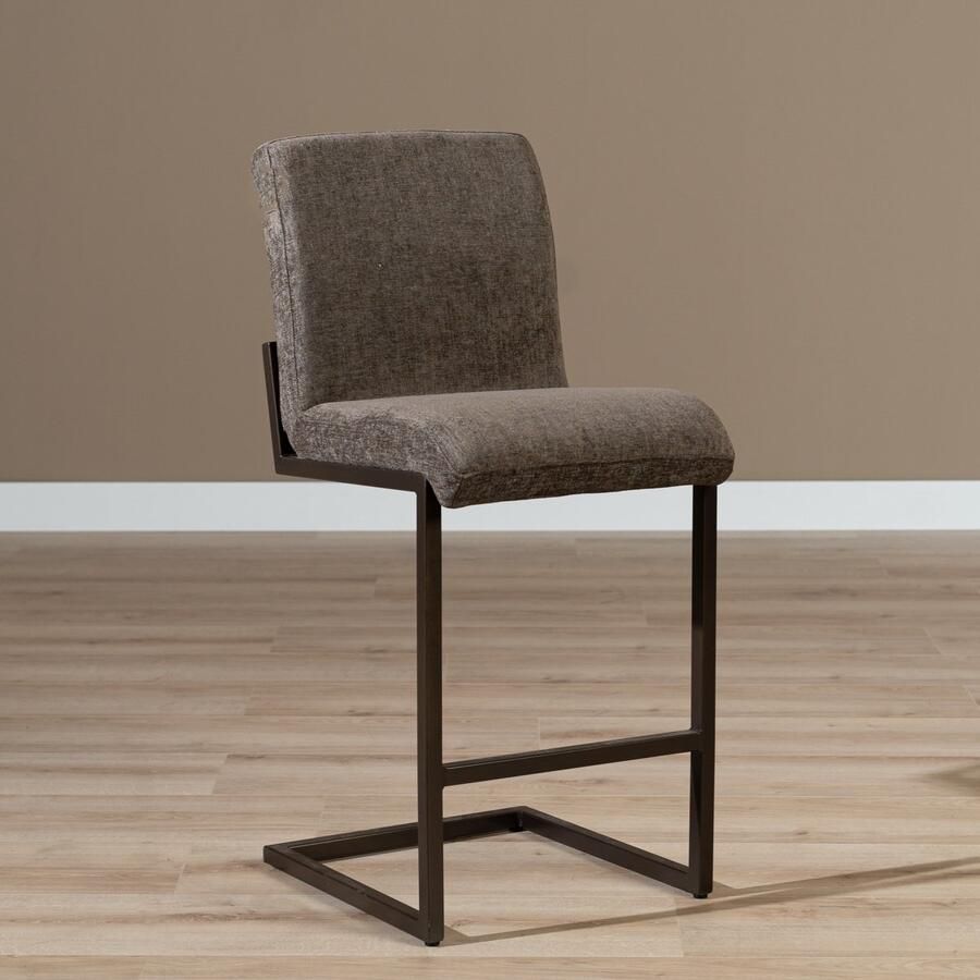 Bronx71 Velvet barkruk Lio bruin 70 cm barstoel