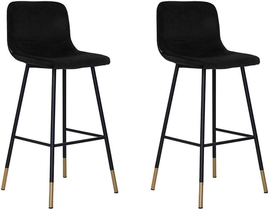 Bronx71 Velvet barkruk Mikky zwart 68 79 cm Barkrukken set van 2 barstoel