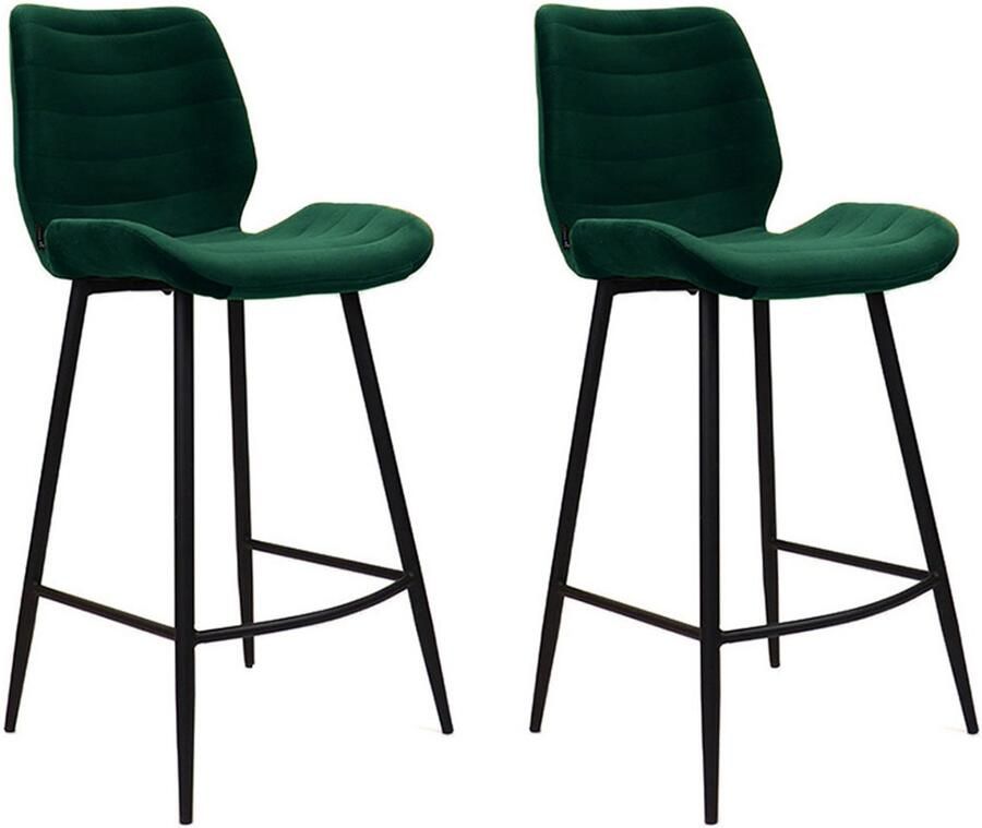 Bronx71 Velvet barkruk Toby donkergroen 71 cm Barkrukken set van 2 barstoel