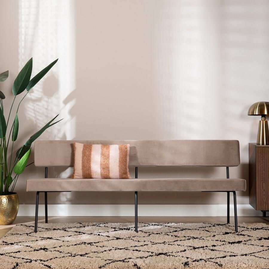 Bronx71 Velvet eetkamerbank Espen taupe 190 cm eettafelbank eetbank