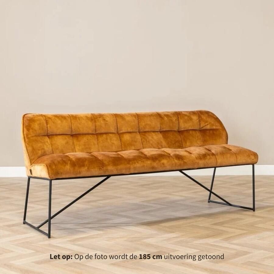 Bronx71 Velvet eetkamerbank Janna okergeel 155 cm eettafelbank eetbank