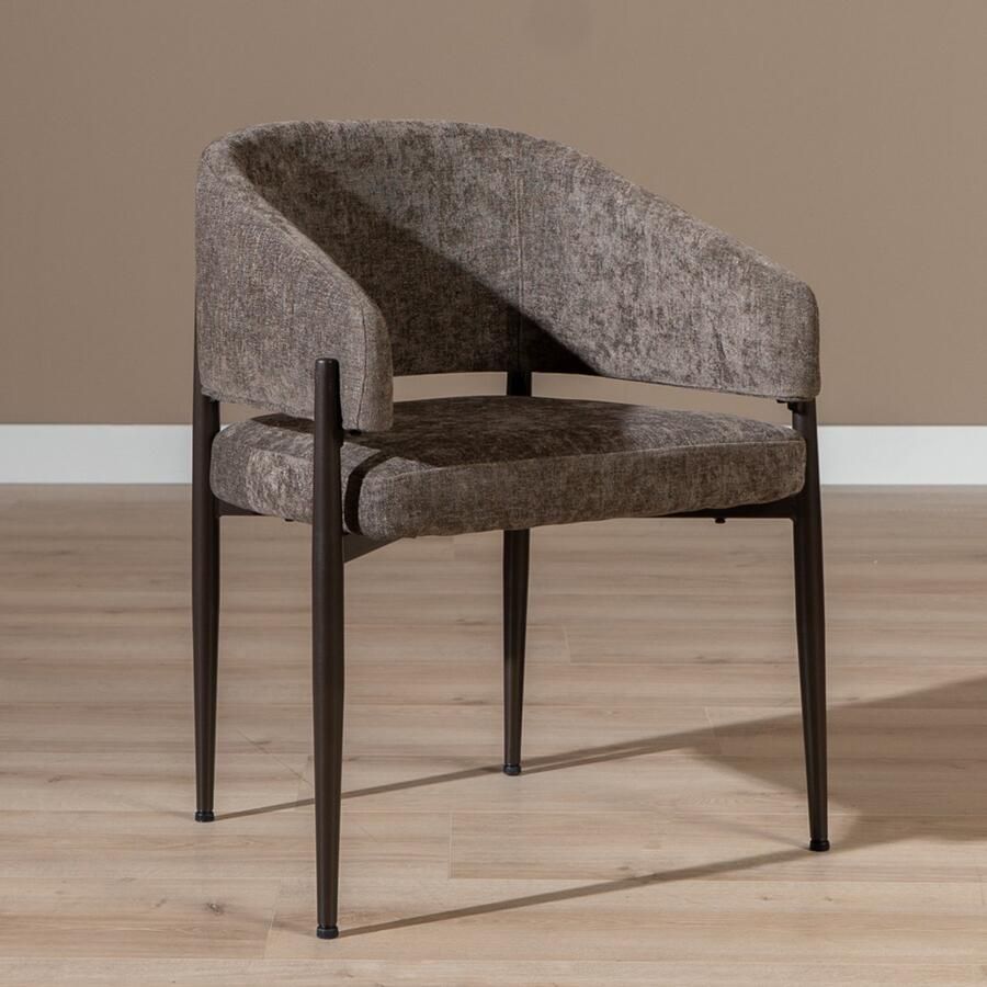 Bronx71 Velvet eetkamerstoel Bret bruin stoel