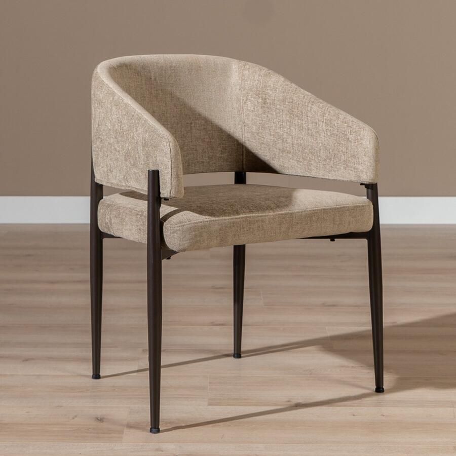 Bronx71 Velvet eetkamerstoel Bret taupe stoel