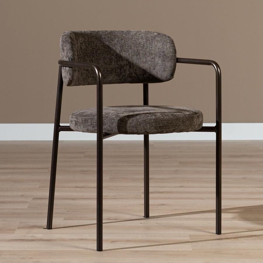 Bronx71 Velvet eetkamerstoel Gio bruin stoel