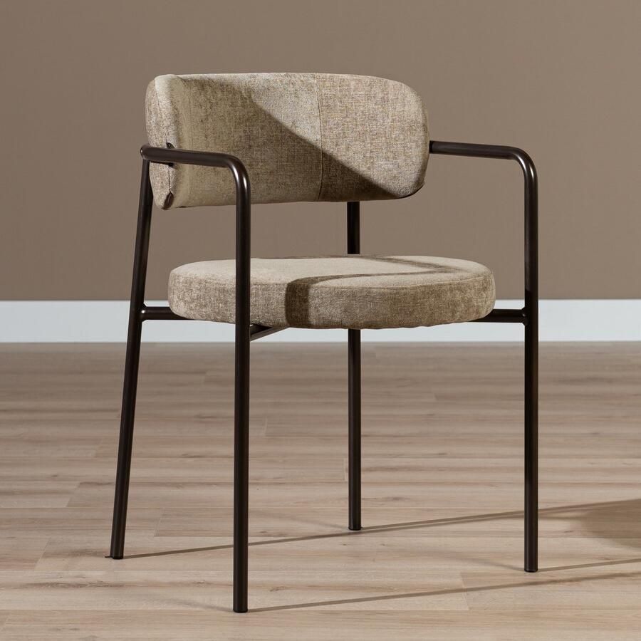 Bronx71 Velvet eetkamerstoel Gio taupe stoel