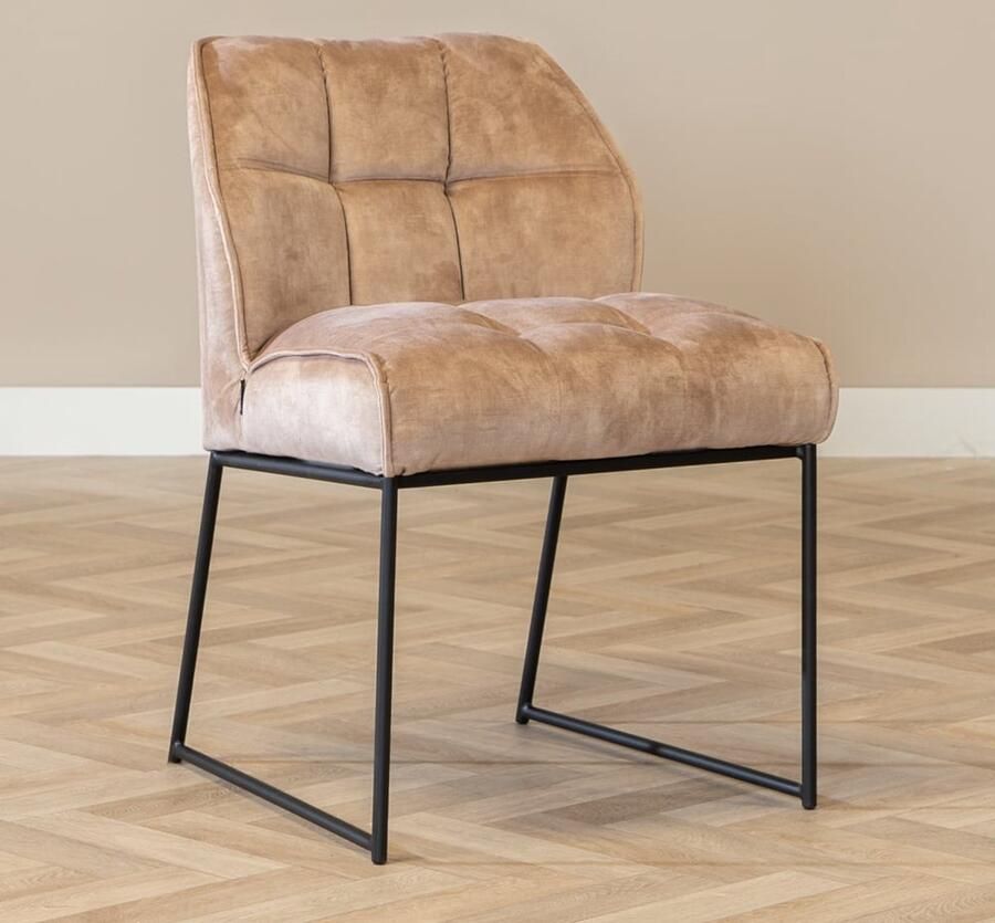 Bronx71 Velvet eetkamerstoel Janna taupe.