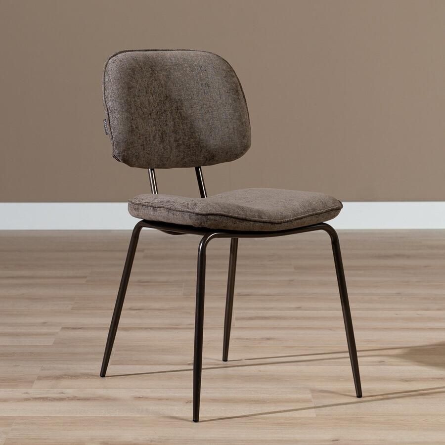 Bronx71 Velvet eetkamerstoel Javi bruin stoel