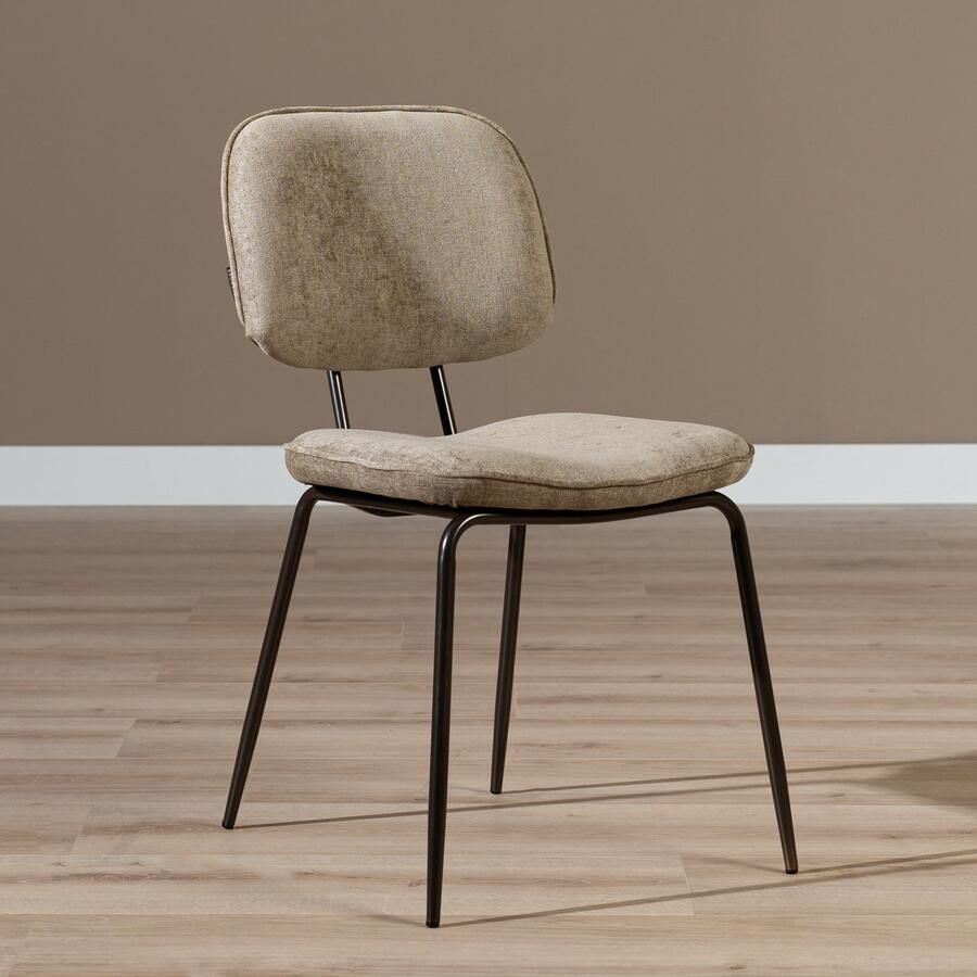 Bronx71 Velvet eetkamerstoel Javi taupe stoel