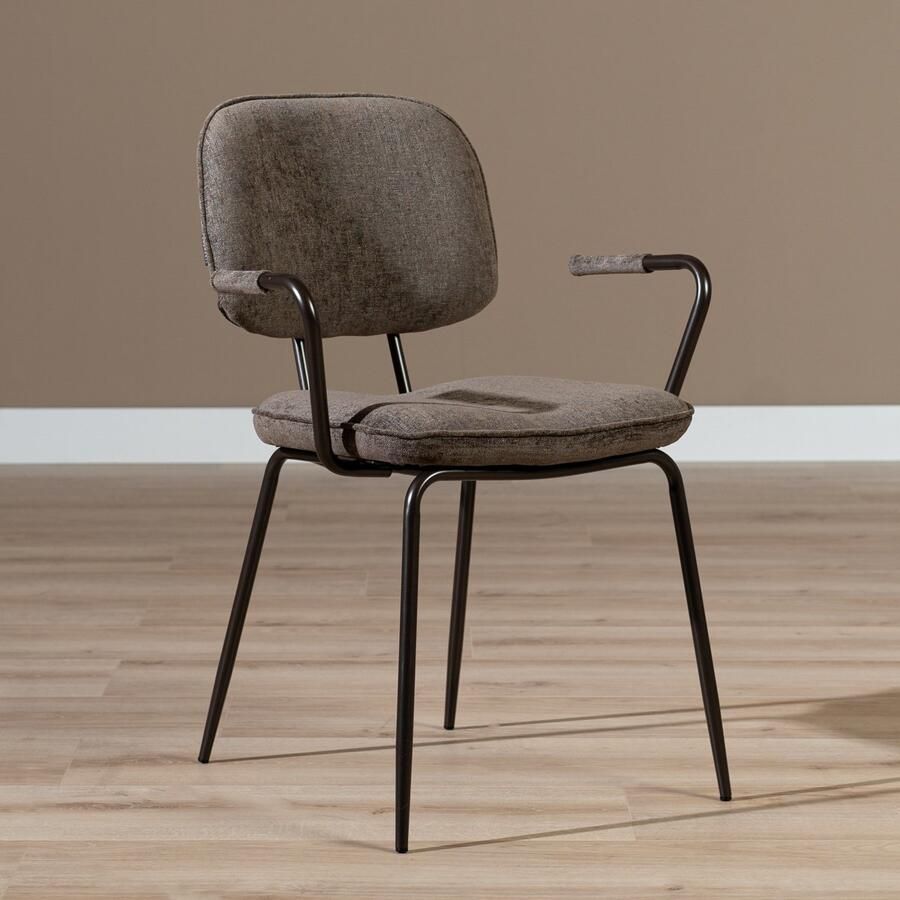 Bronx71 Velvet eetkamerstoel Jethro bruin stoel