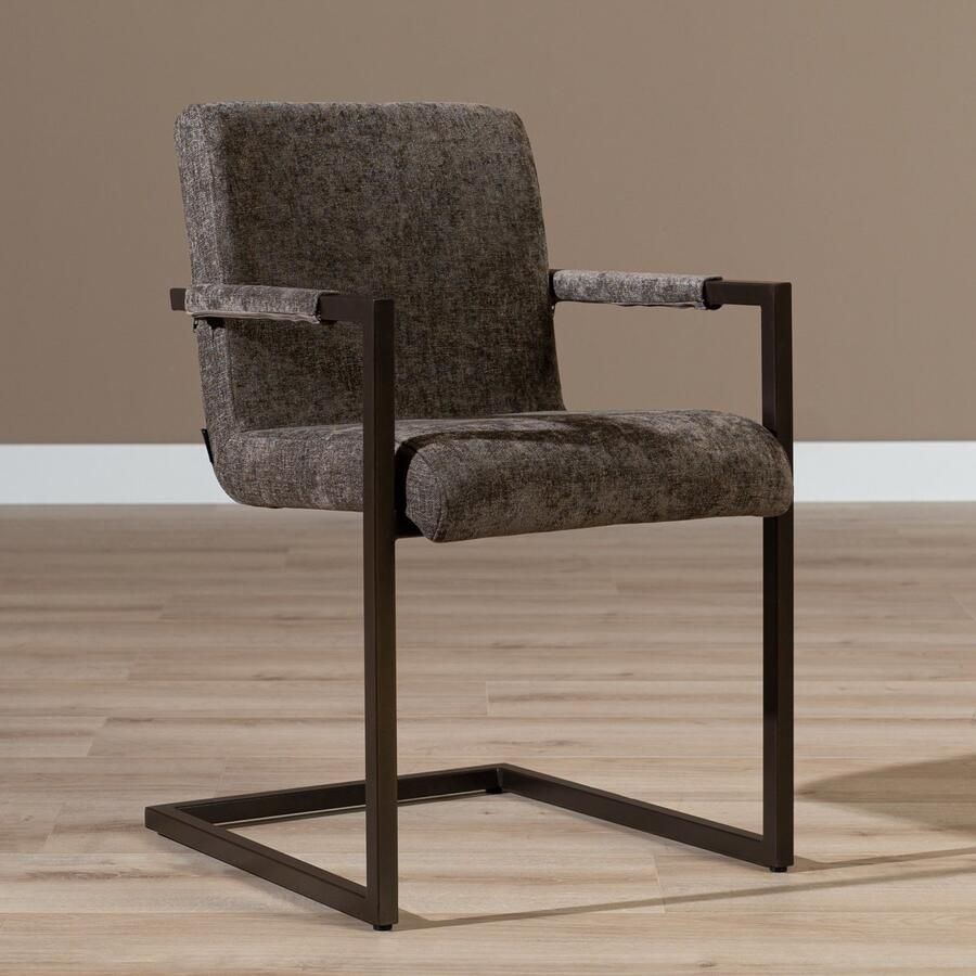 Bronx71 Velvet eetkamerstoel Lio bruin stoel