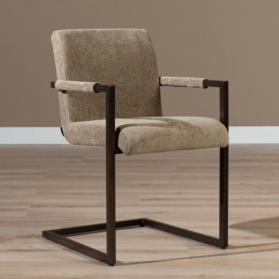 Bronx71 Velvet eetkamerstoel Lio taupe stoel