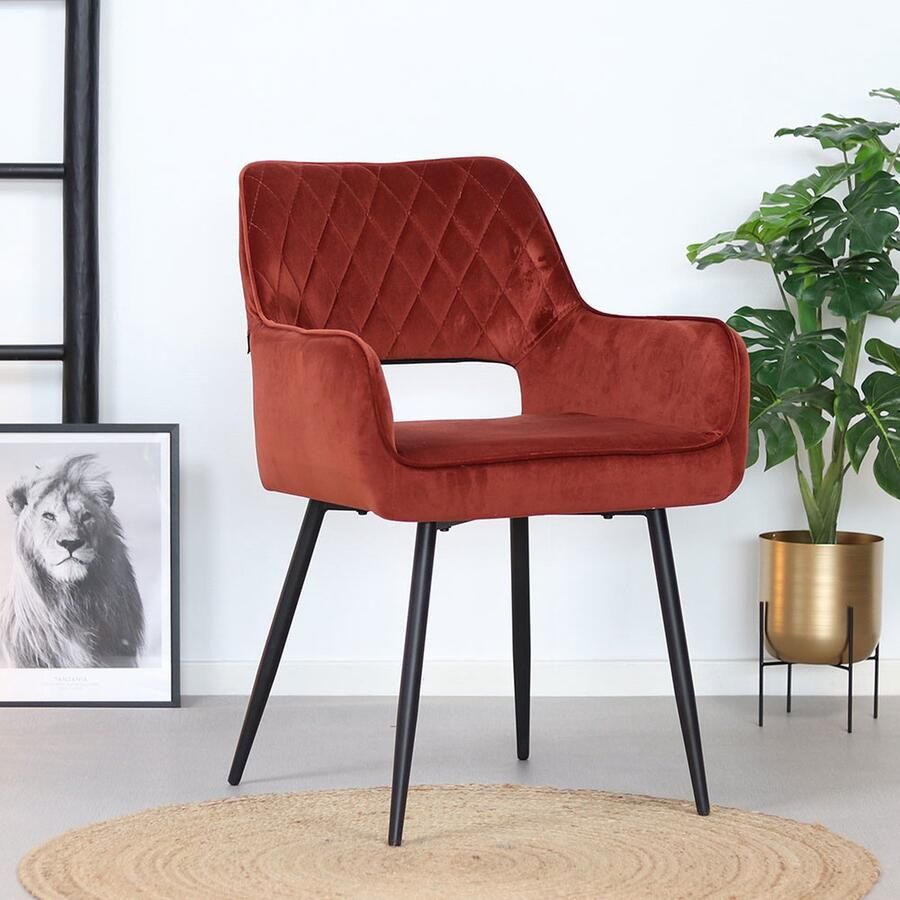 Bronx71 Velvet eetkamerstoel Mika koper Eetkamerstoelen set van 6 stoel