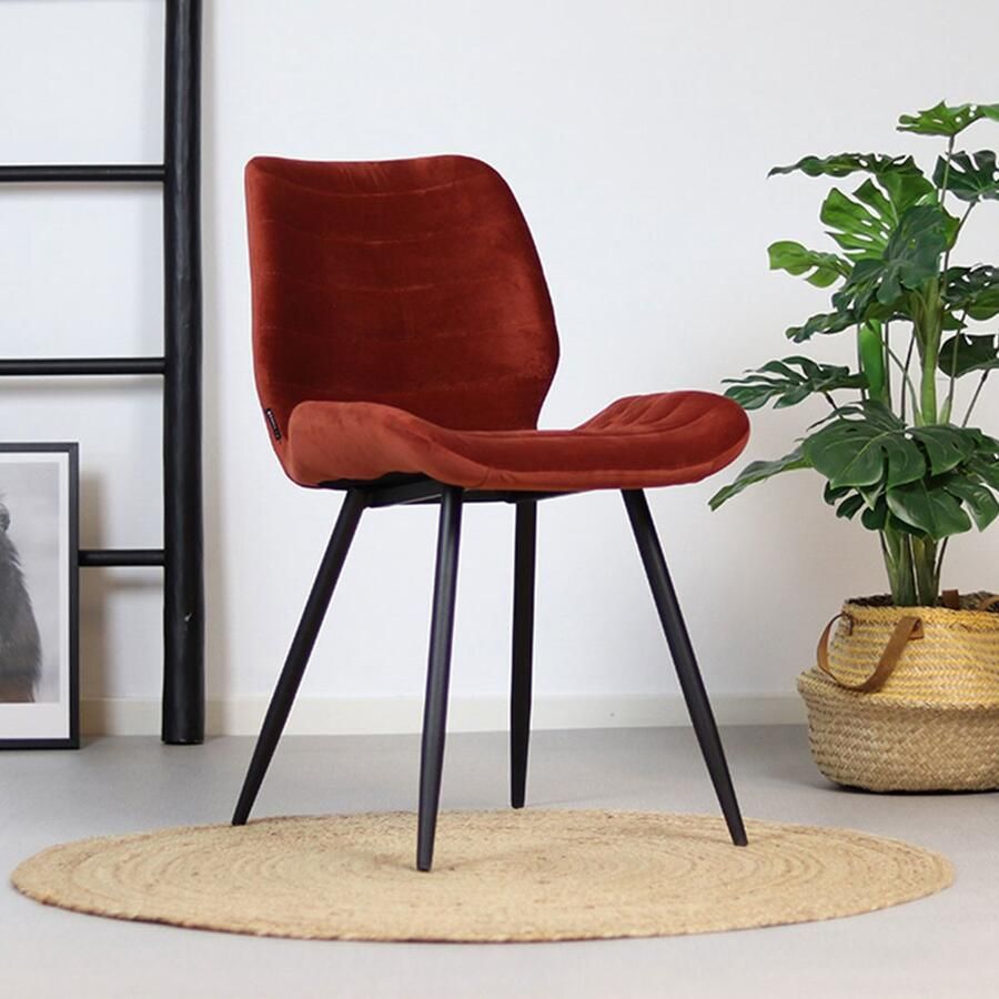 Bronx71 Eetkamerstoel velvet Toby koper Eetkamerstoelen zonder armleuning Eetkamerstoel koper Stoel fluweel - Foto 2