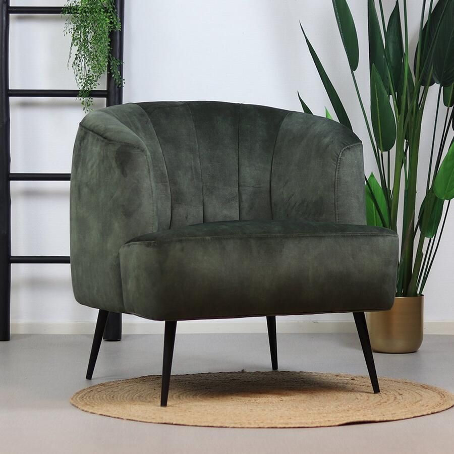 Bronx71 Velvet fauteuil donkergroen Billy Zetel 1 persoons Relaxstoel Fauteuil groen Velours Fluweel stof Fauteuils met armleuning - Foto 3