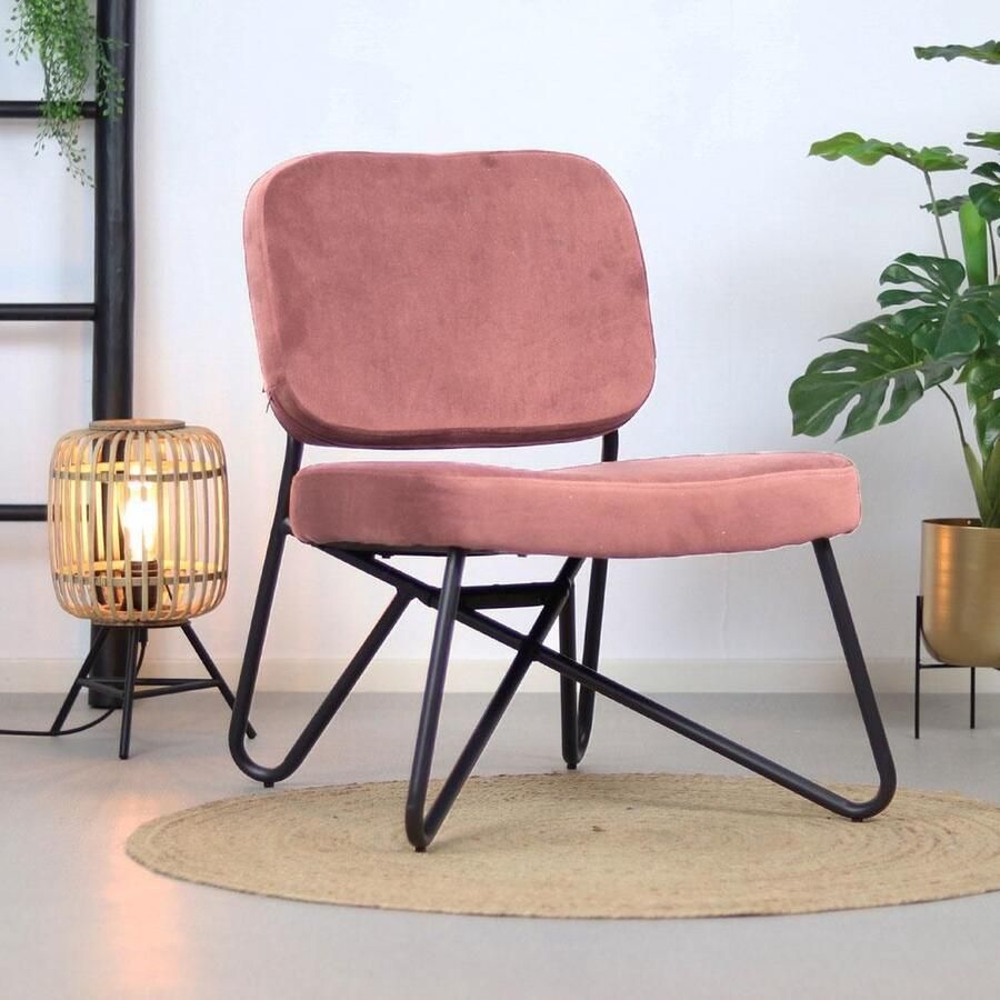 Bronx71 Fauteuil velvet Julia roze Zetel 1 persoons Relaxstoel Kleine fauteuil roze - Foto 4