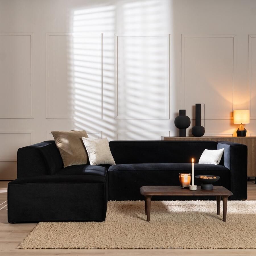 Bronx71 Velvet hoekbank Memphis zwart links