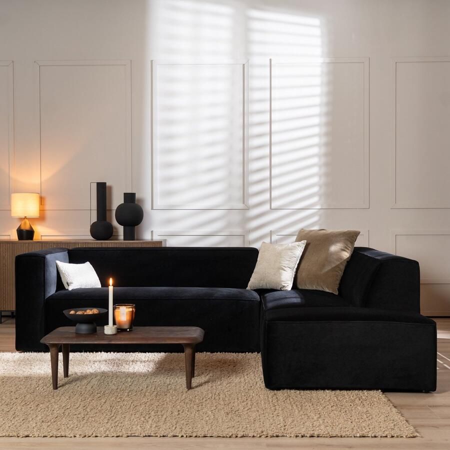 Bronx71 Velvet hoekbank Memphis zwart rechts. - Foto 2