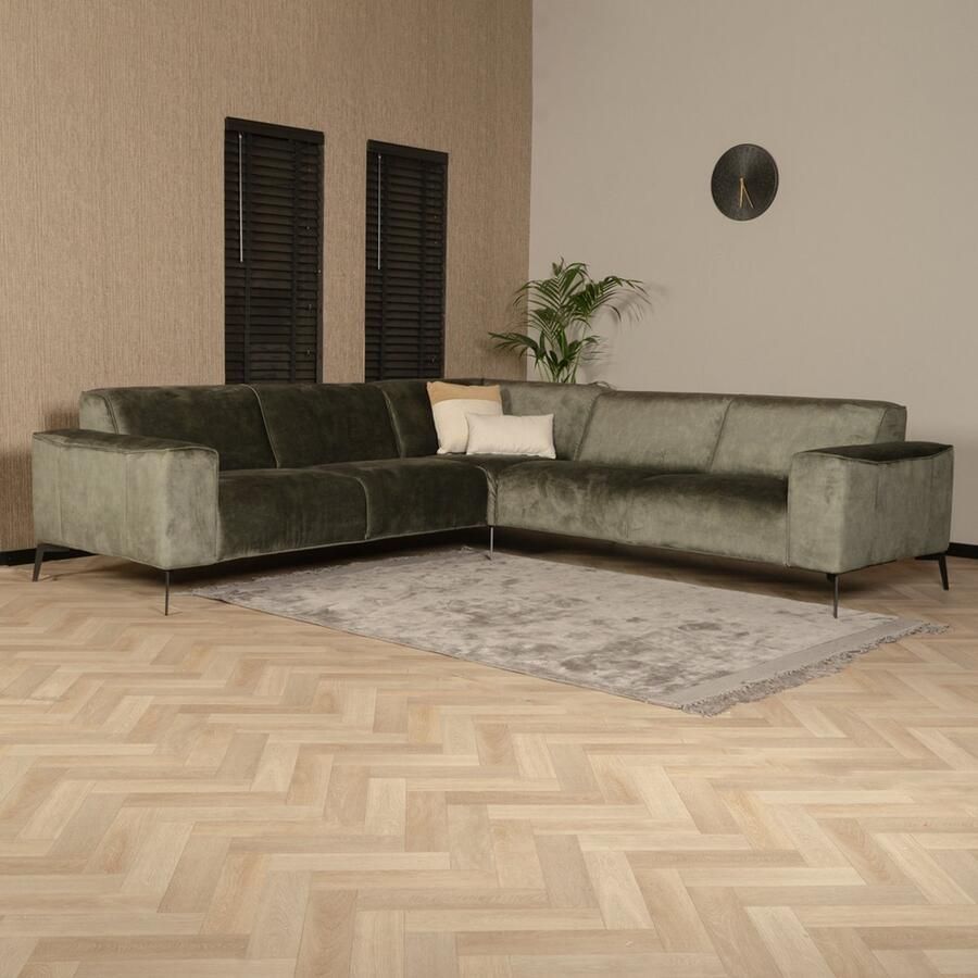 Bronx71 Velvet hoekbank Vegas groen links rechts. - Foto 2