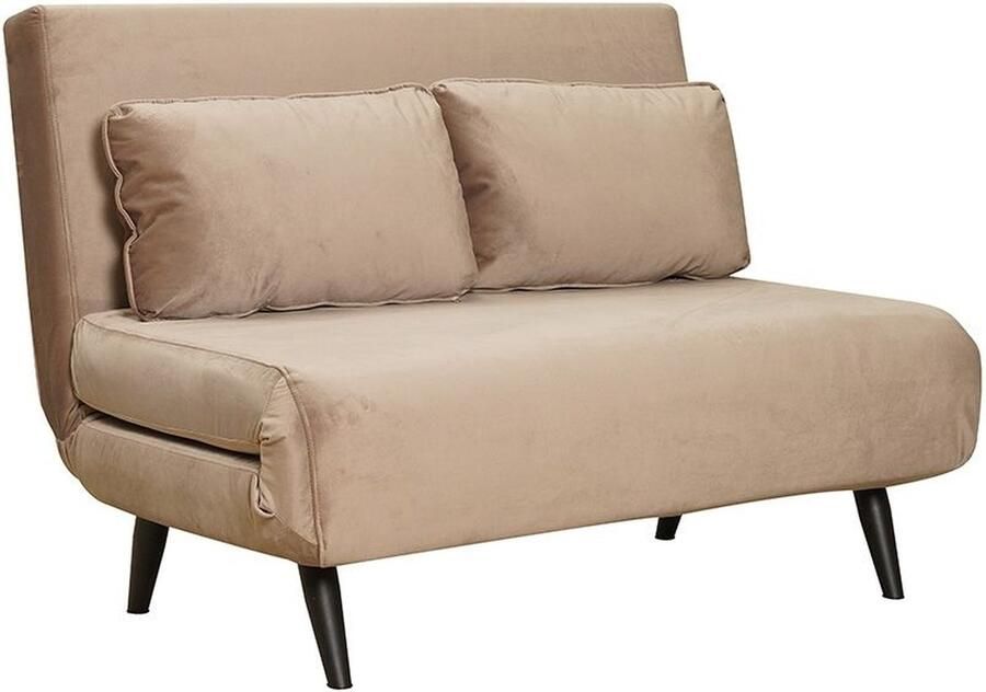 Bronx71 Velvet slaapbank 1 5 persoons Kristian taupe Logeerbed Vouwbed Slaapstoel Zetelbed