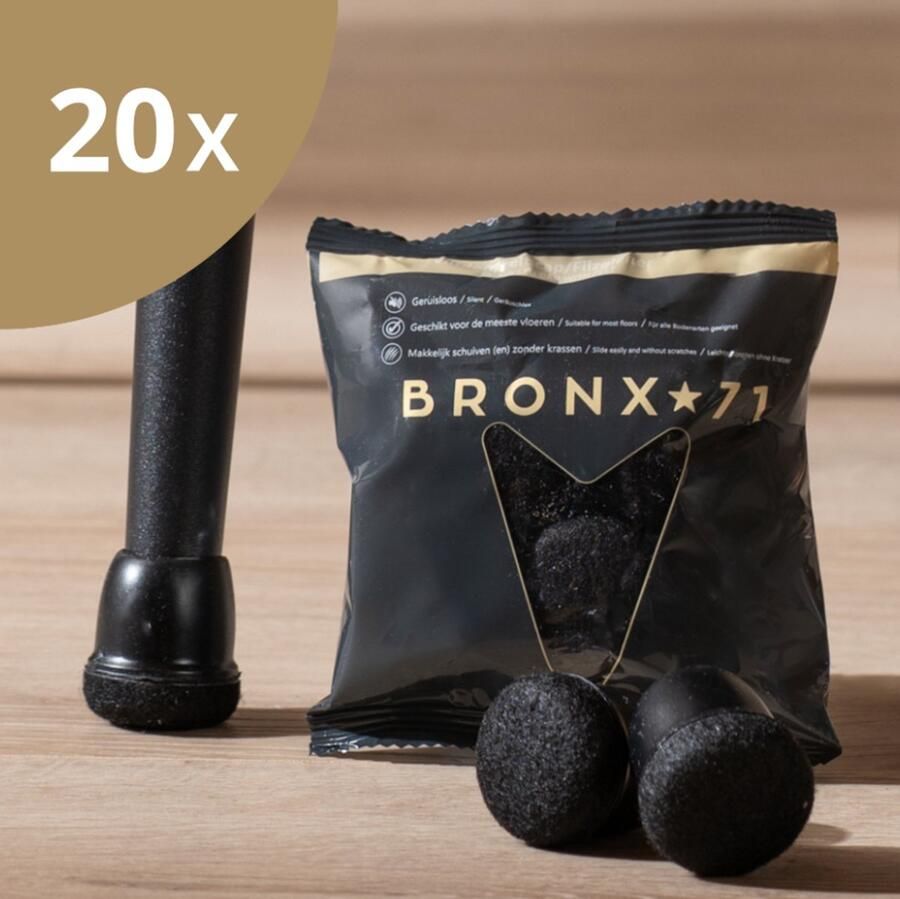 Bronx71 Vloerbeschermer set (voor 20 poten) zwart Ø19-25 mm Stoelpoot beschermers Stoelpootdoppen Stoelpoot sokken