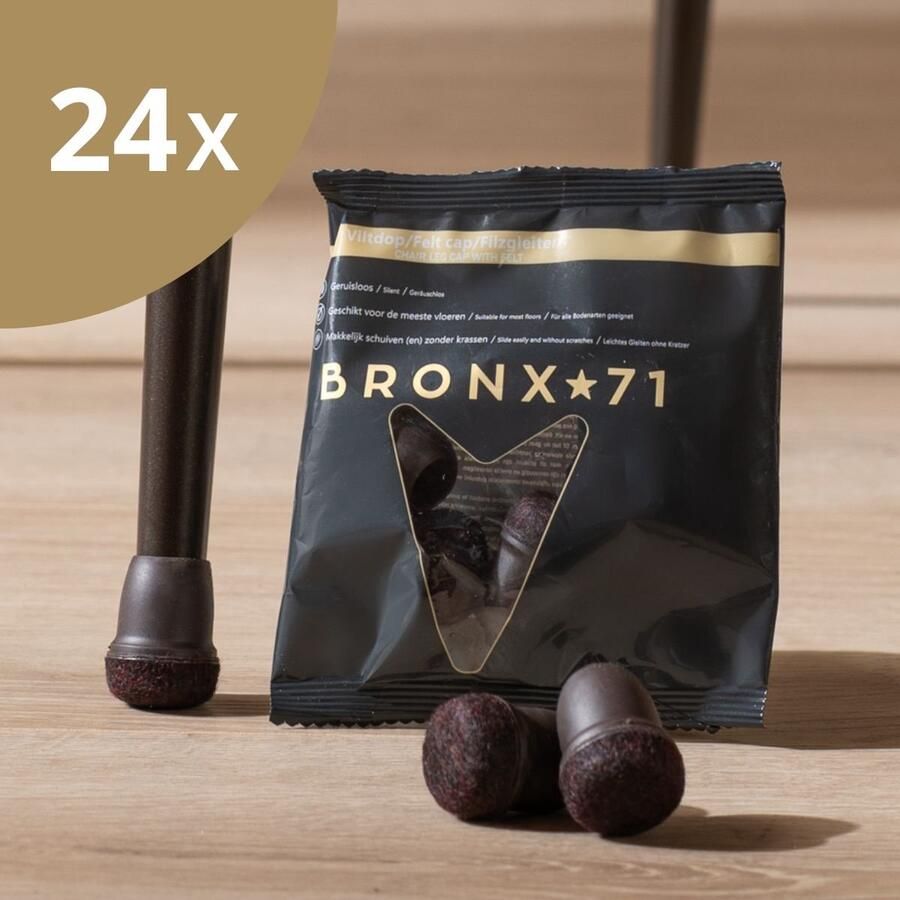 Bronx71 Vloerbeschermer set (voor 24 poten) bruin Ø14-19 mm Stoelpoot beschermers Stoelpootdoppen Stoelpoot sokken