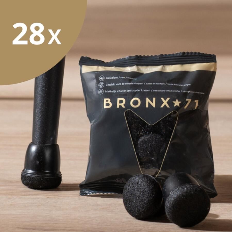 Bronx71 Vloerbeschermer set (voor 28 poten) zwart Ø19-25 mm Stoelpoot beschermers Stoelpootdoppen Stoelpoot sokken
