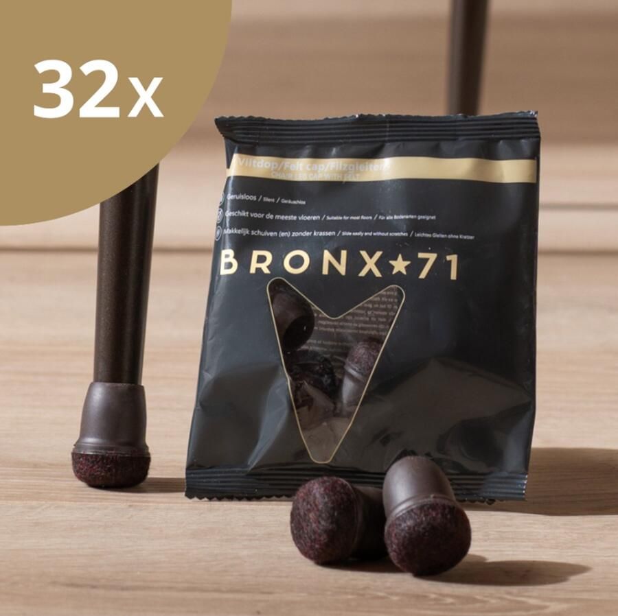 Bronx71 Vloerbeschermer set (voor 32 poten) bruin Ø14-19 mm Stoelpoot beschermers Stoelpootdoppen Stoelpoot sokken