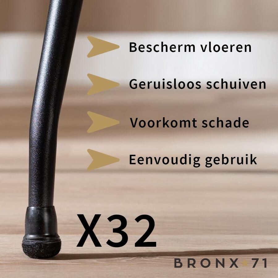 Bronx71 Vloerbeschermer set (voor 32 poten) zwart Ø14-19 mm Stoelpoot beschermers Stoelpootdoppen Stoelpoot sokken